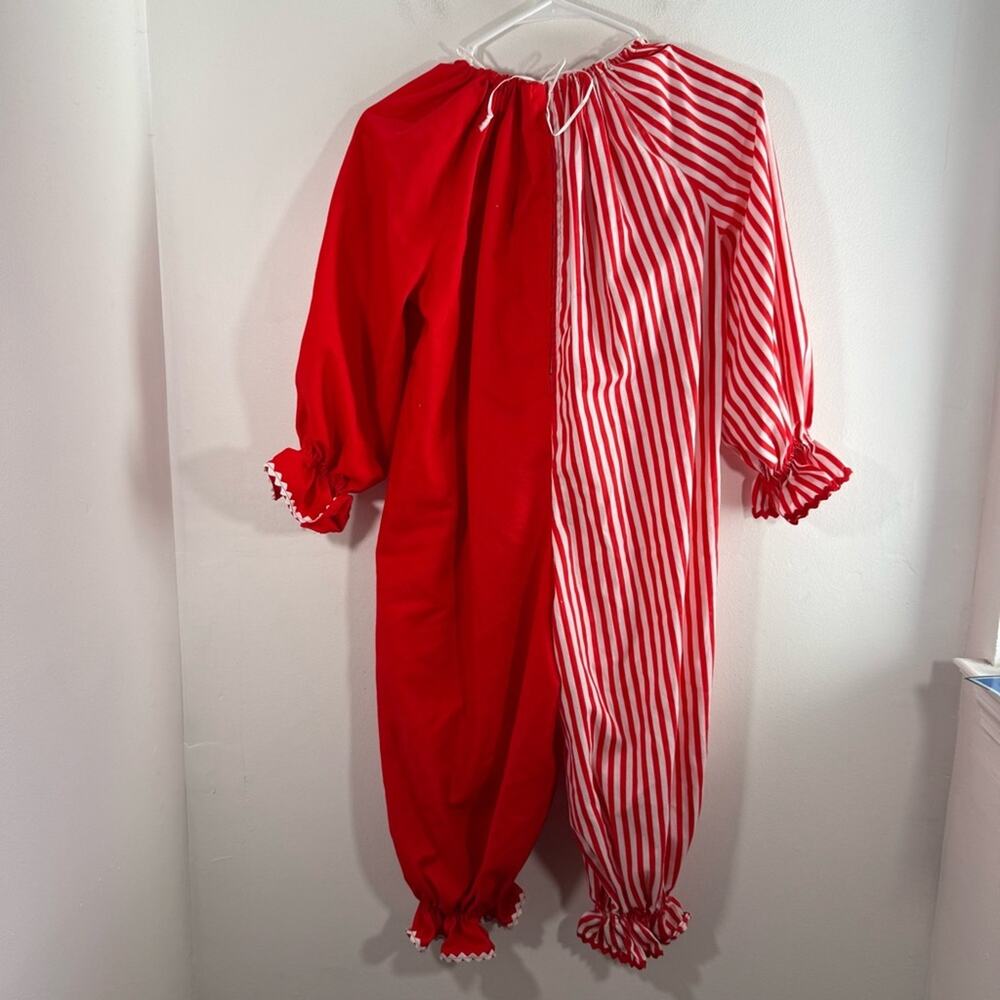 Vintage 80s 90s Clown Red White Stripe Pom Pom Halloween Costume Kids Medium - Picture 11 of 11